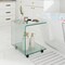 Glass End Table 2-Tier Shelf Mobile Detachable Wheels Sofa Side Table